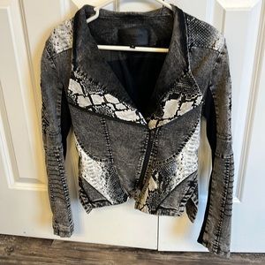 Beautiful denim/snake print jacket! Worn maybe twice. Perfect condition!!!